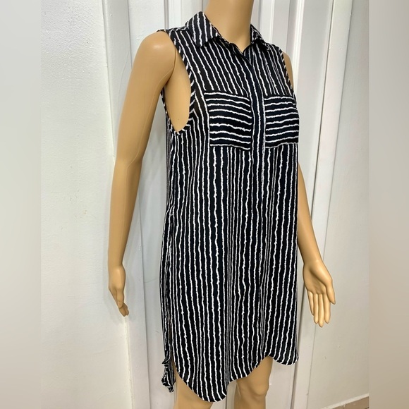 Haute Monde Black and White Button Down Shirt Casual Tunic Dress Women’s Size S - Picture 5 of 12